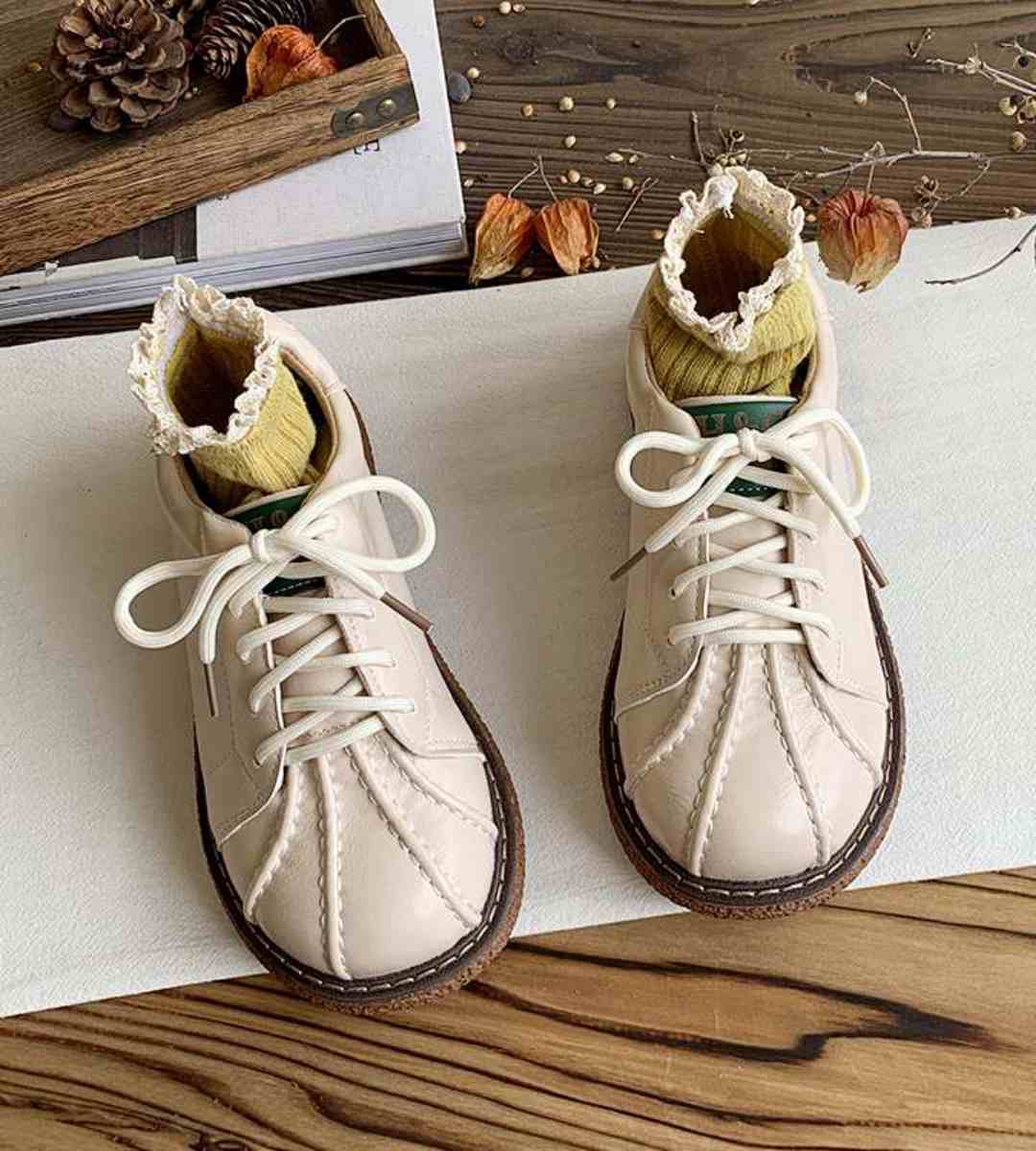 Spring Retro Shell Shoes Leather Cute Doll Shoes Jk Style