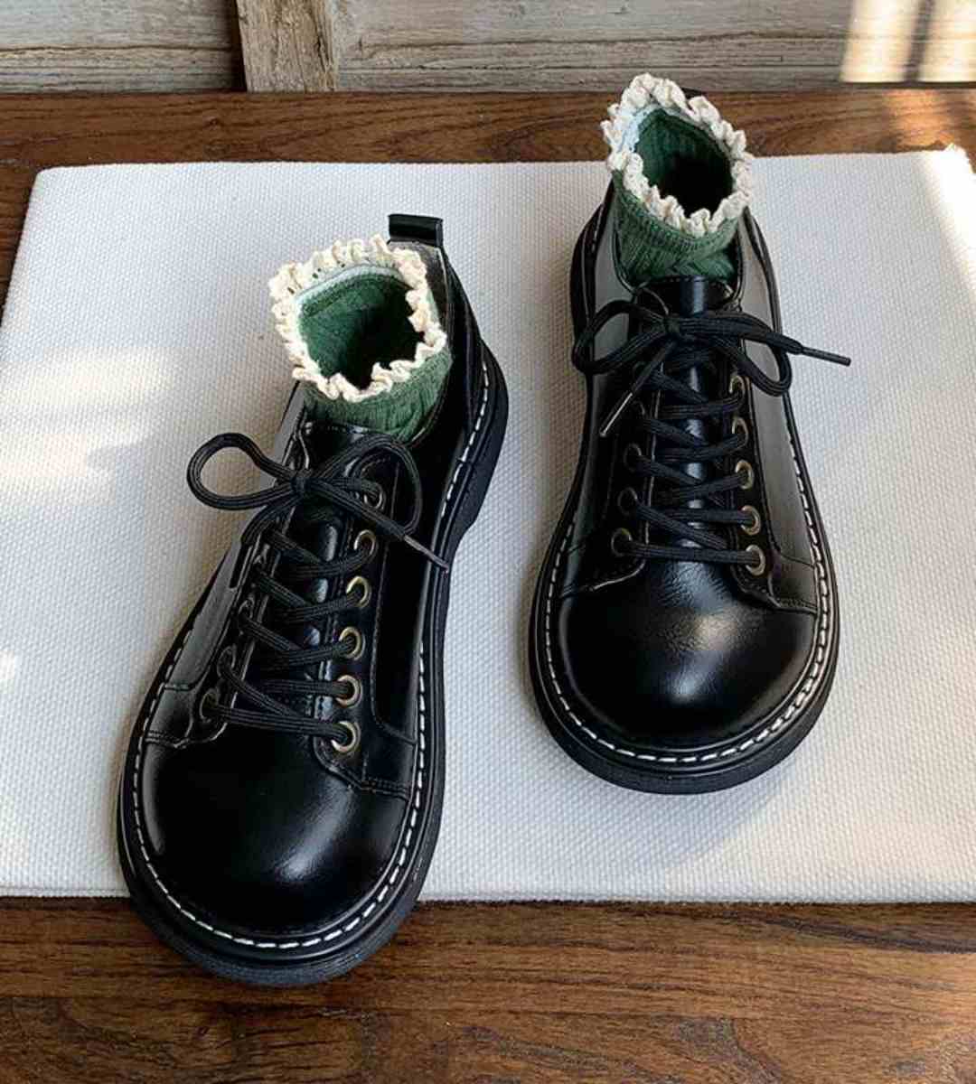 Spring Flat Vintage Leather JK Uniform Shoes Women
