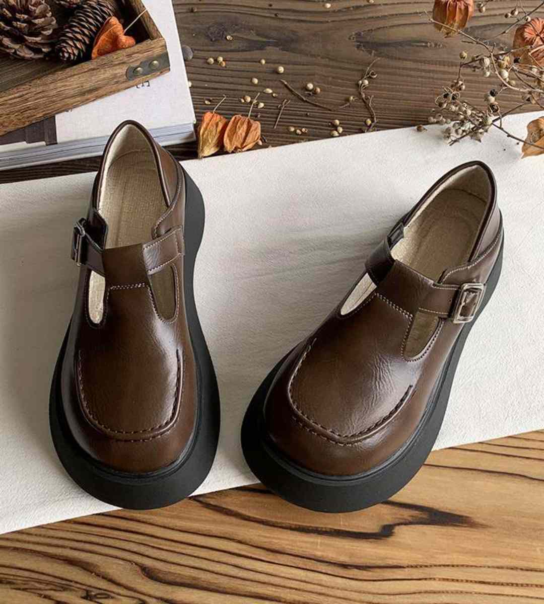 Spring Mary Jane Thick-Soled Leather Retro JK Shoes