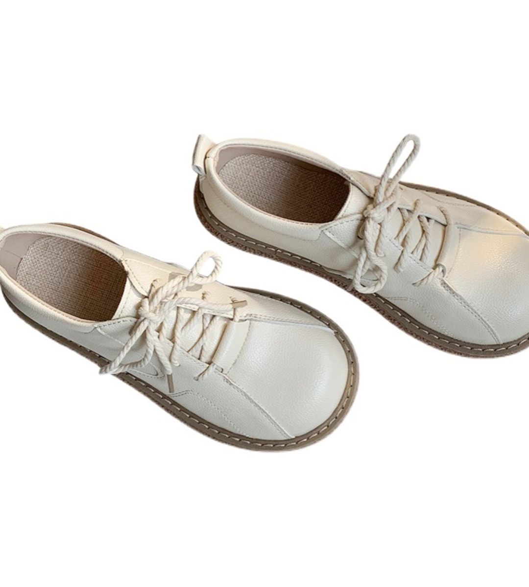 Autumn Lace-up Round-toe Leather Shoes Retro Casual