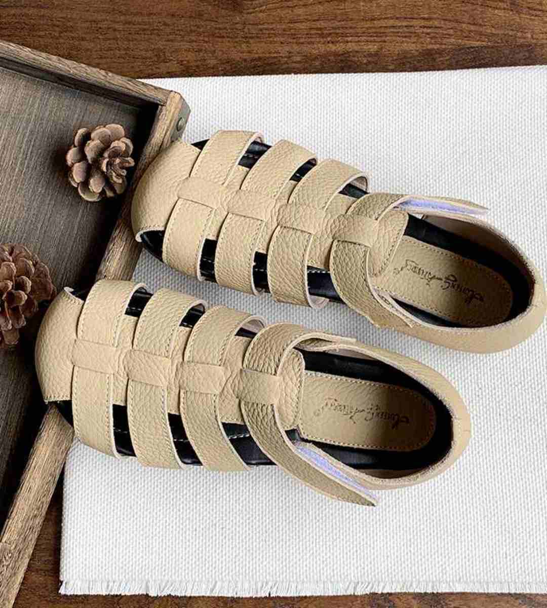 Summer Flat Genuine Leather Roman Sandals Art Style