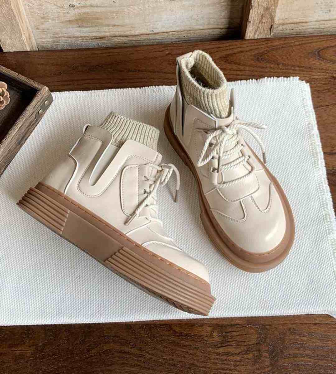 Spring Short Boots Cotton Round Toe Martin Boots Thick Sole