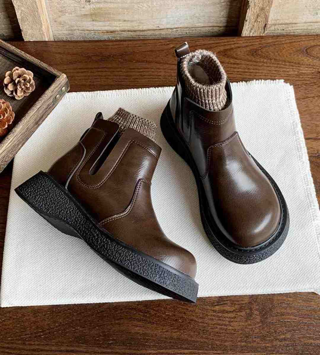 Autumn Winter Thick Sole Chelsea Boots Velvet Style