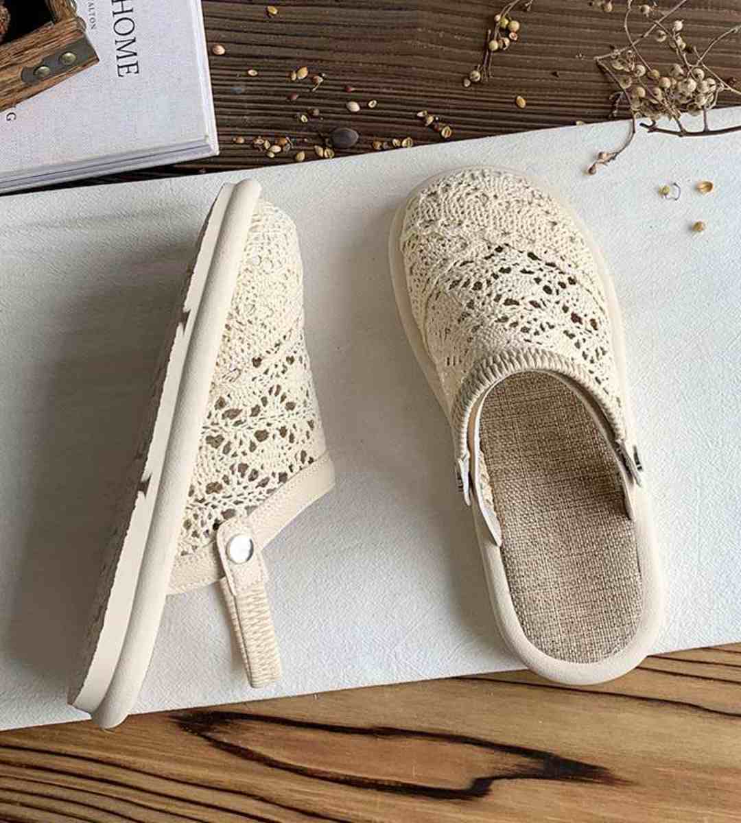 Summer Sandals Linen Embroidered Casual Slip-On Shoes