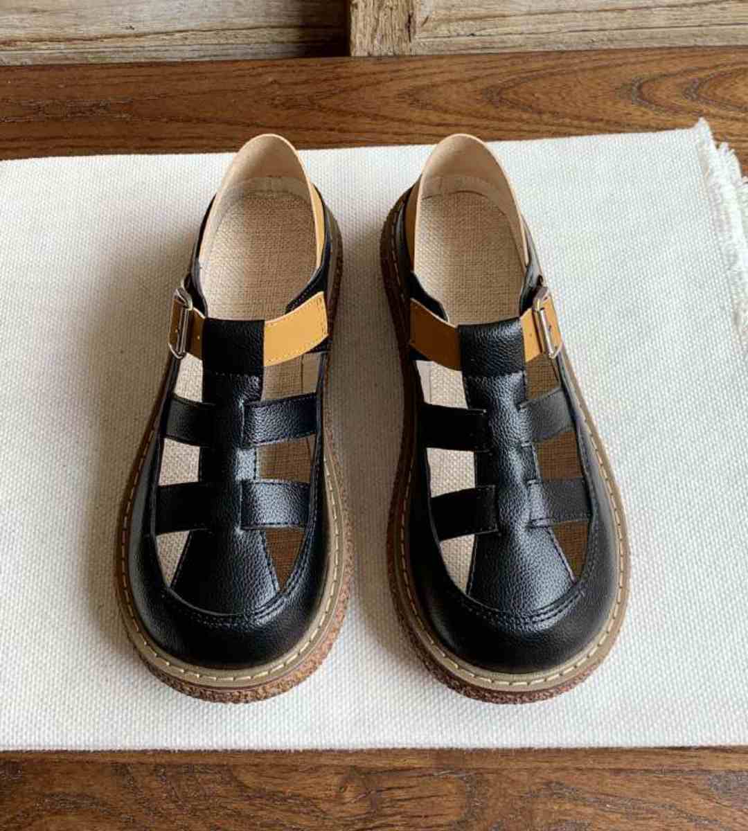 Summer-Flat shoes-Cotton and linen-Academic-Hollow sandals