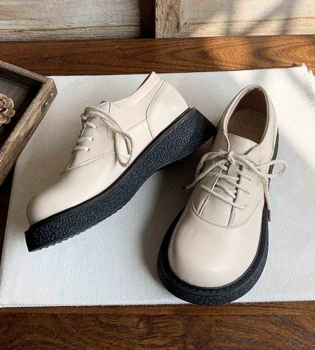 Spring Casual Leather Oxford Shoes Retro English Style