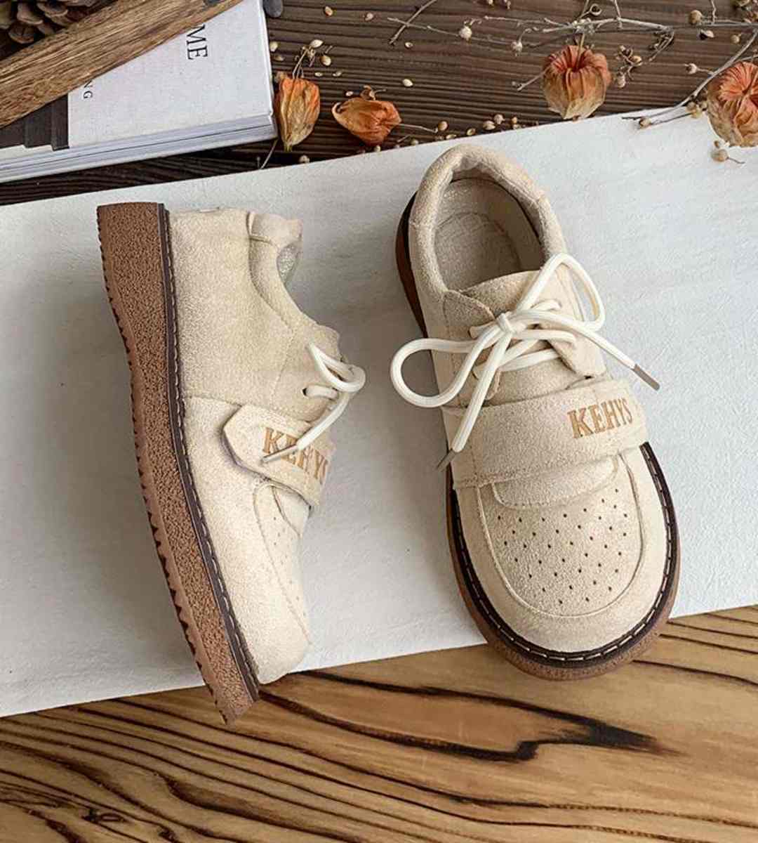 Autumn Casual Round Toe Thick Sole Suede Shoes Women