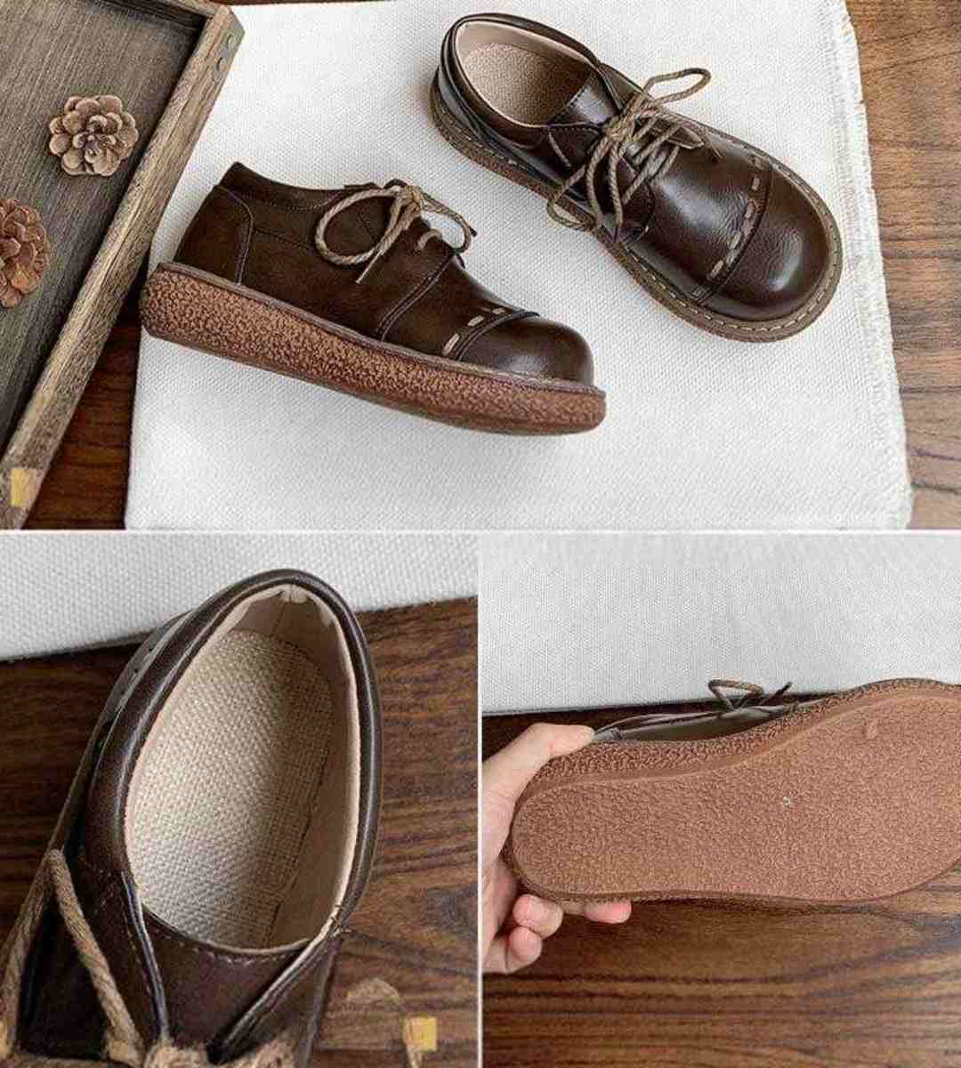 Spring Vintage Leather Round Toe Thick Sole Shoes