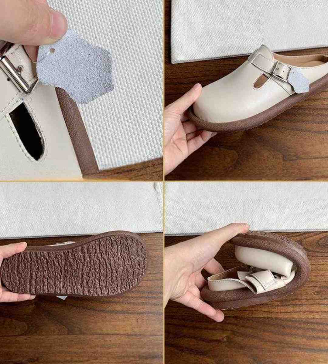 Summer loafer slides genuine leather cute big head shoes women's