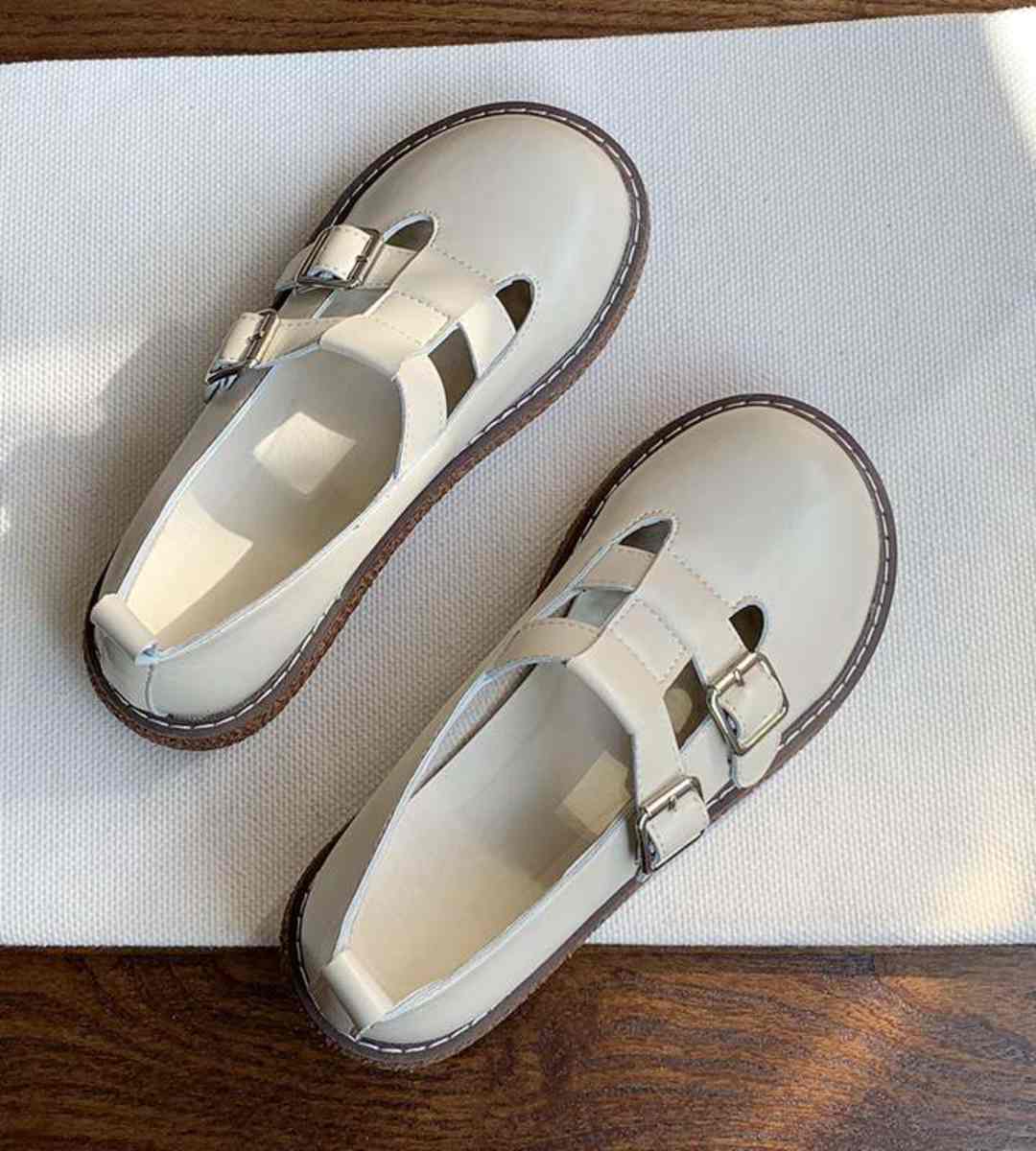 Autumn Mary Jane Leather Shoes Cute Thick Sole Lolita