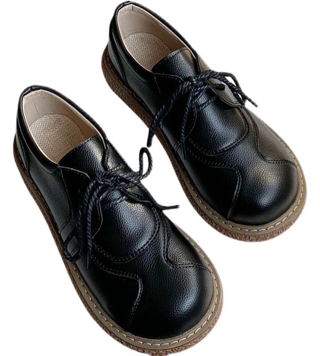 Autumn Platform Leather Cute Shoes JK Style Student Flats