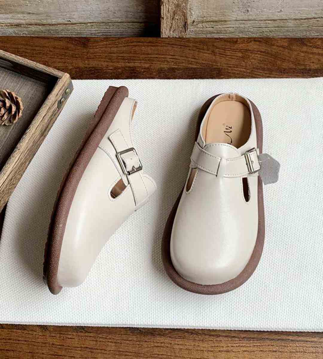 Summer loafer slides genuine leather cute big head shoes women's