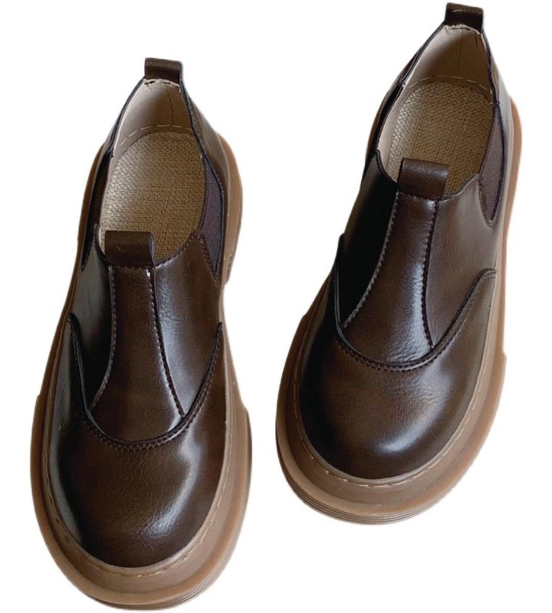 2024 Autumn Women's Thick Sole Leather Shoes British Style