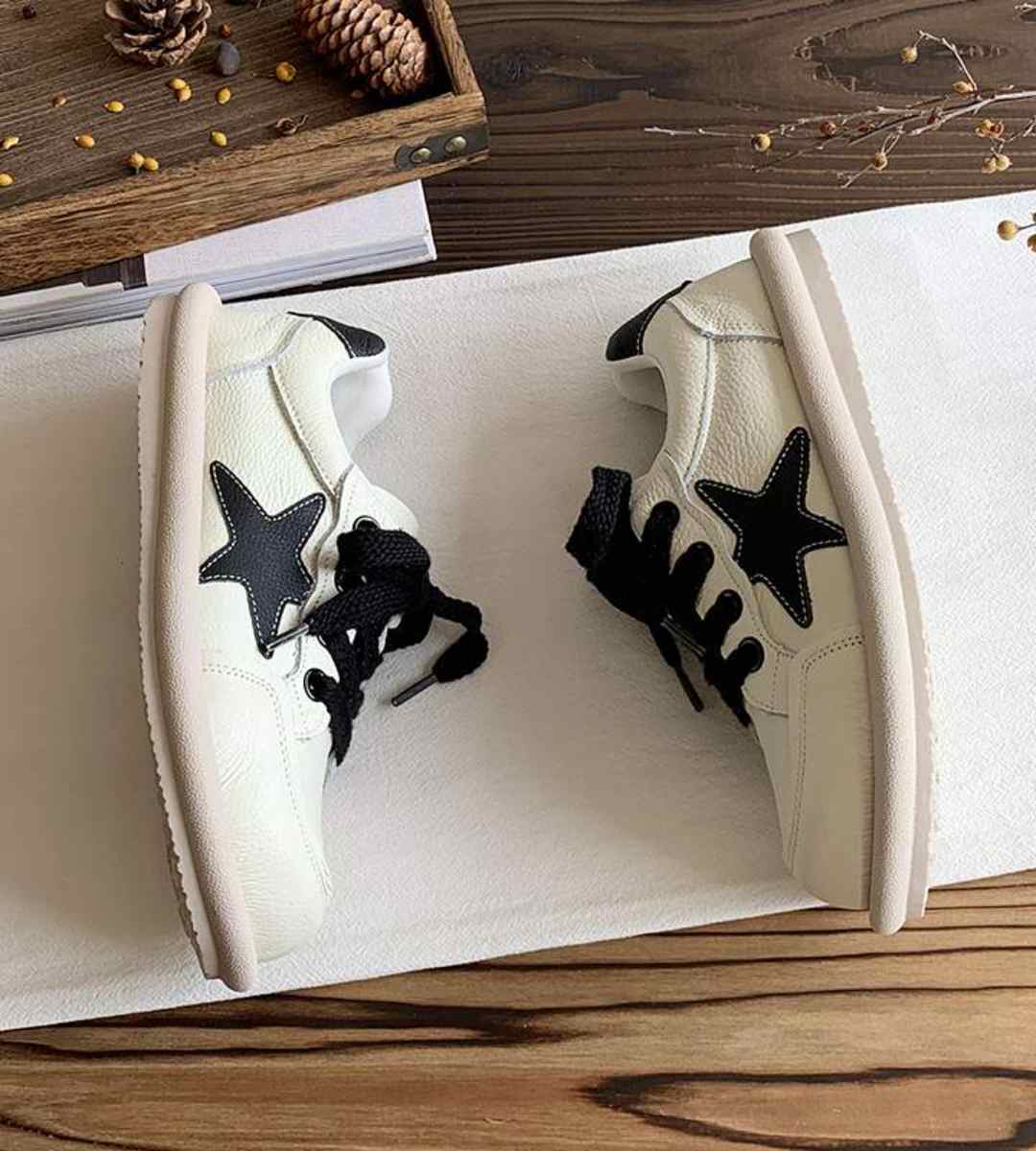 Spring Casual Sneakers Genuine Leather Artistic Women Shoes