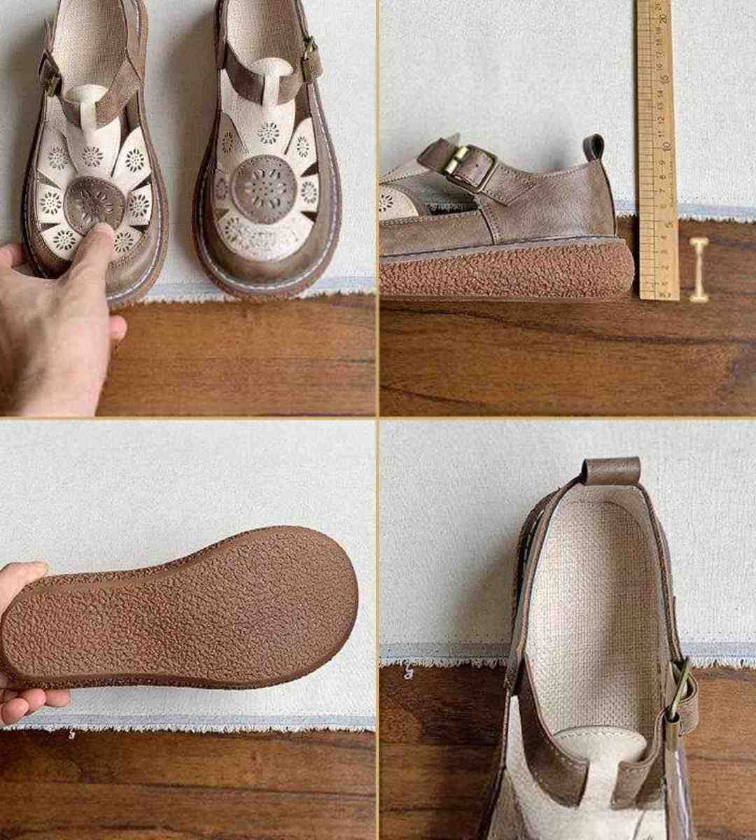 Summer Sandals Leather Artsy Hollow Thick-soled Roman Shoes