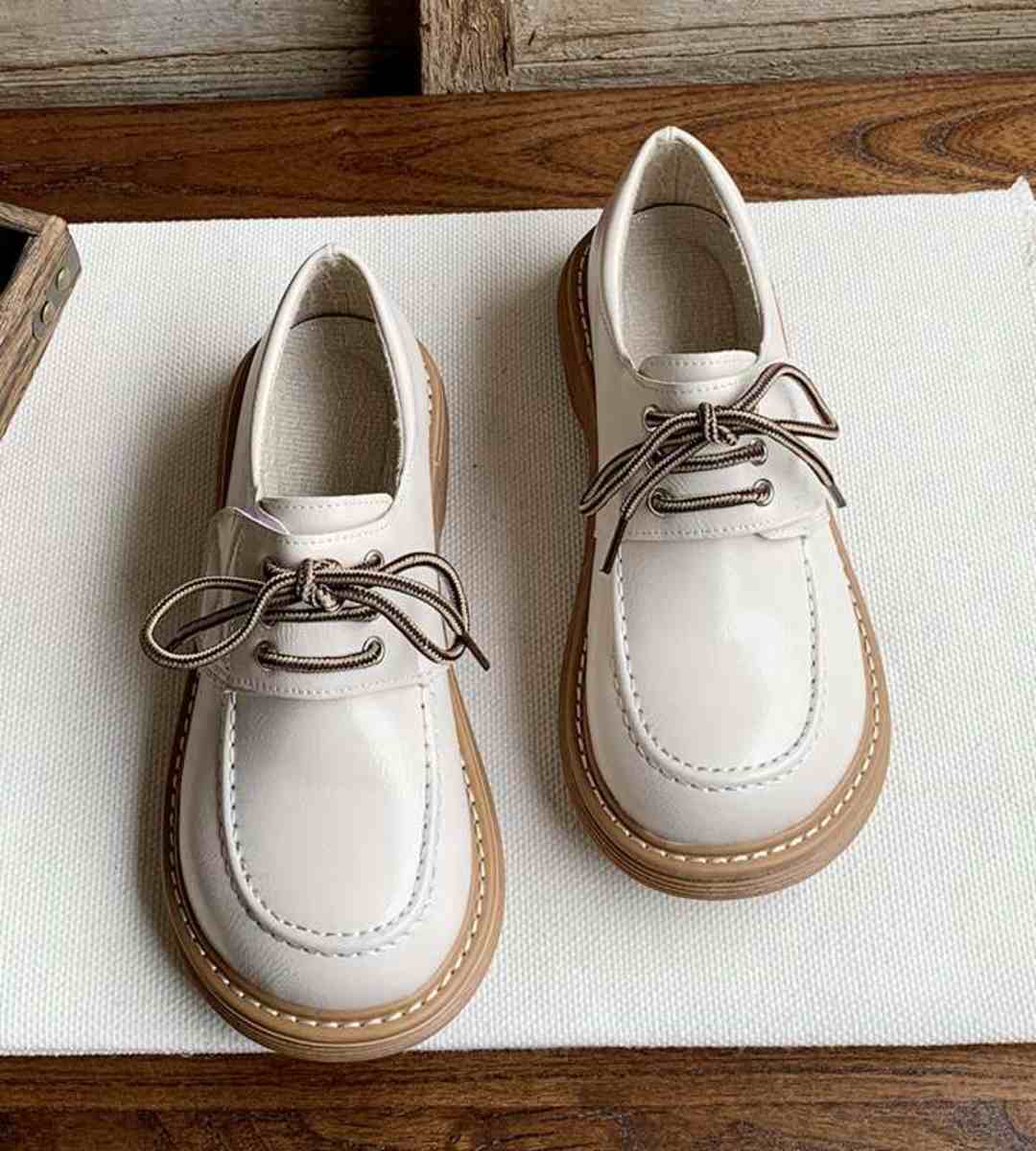 2024 Spring JK Uniform Thick-Soled Flats Leather Women