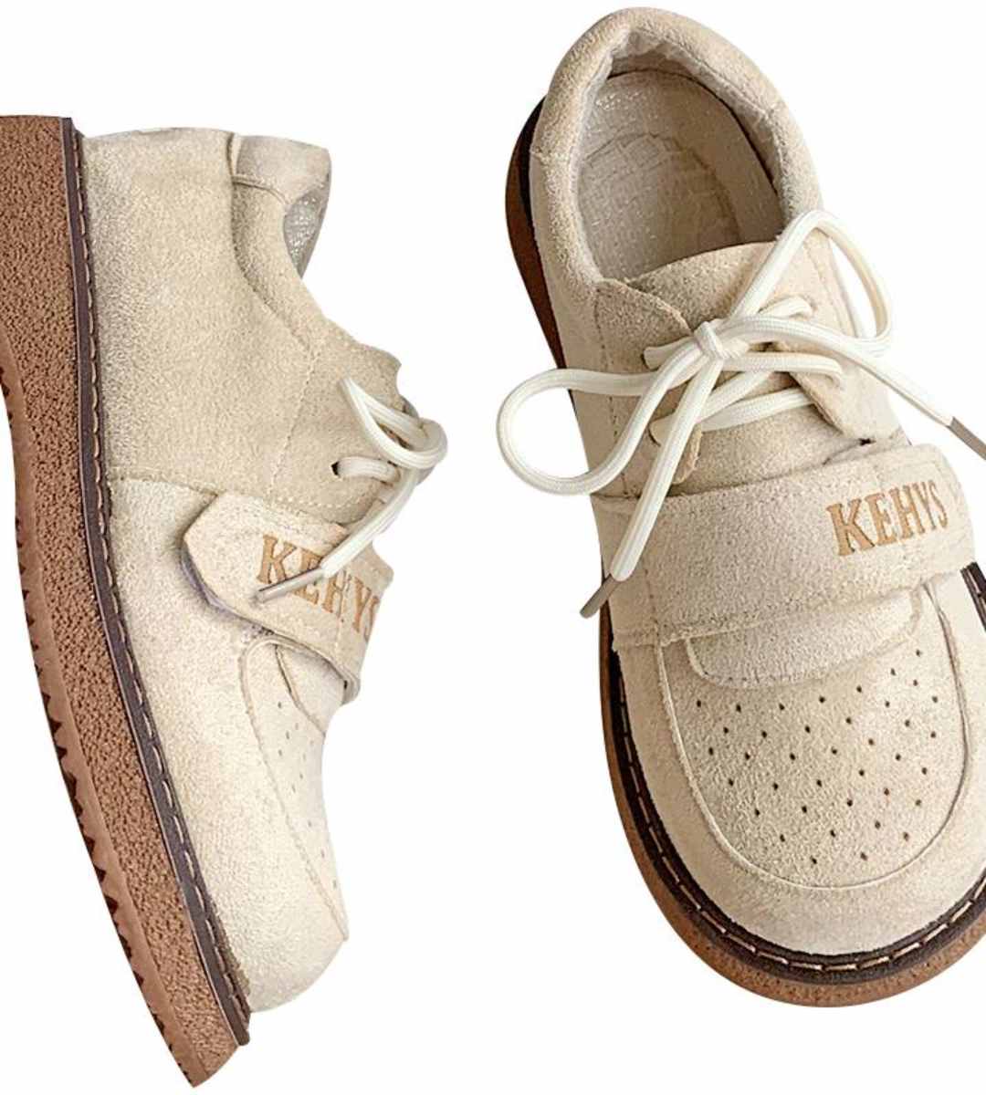 Autumn Casual Round Toe Thick Sole Suede Shoes Women