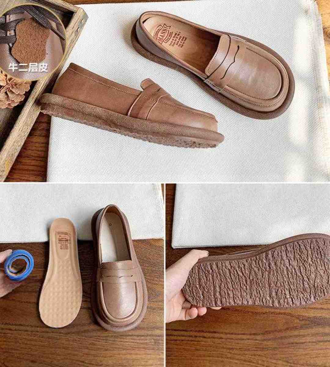 Spring Flat Shoes Genuine Leather Cute College Style