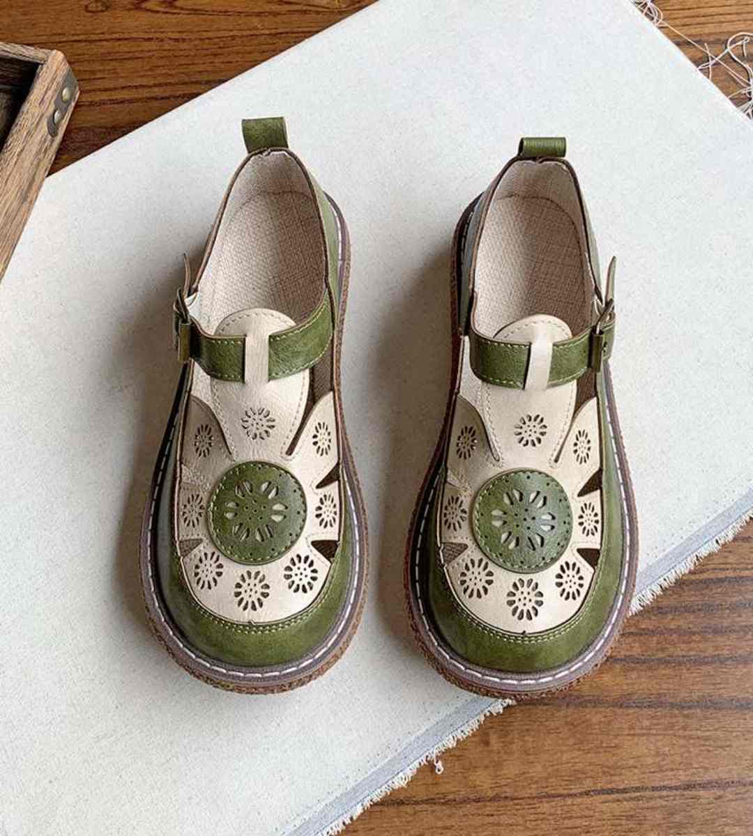 Summer Sandals Leather Artsy Hollow Thick-soled Roman Shoes