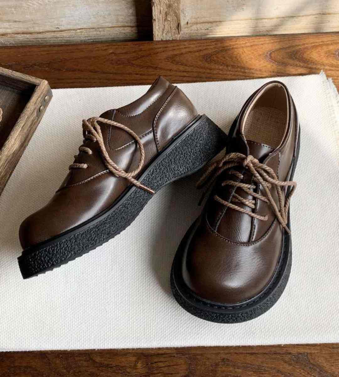 Spring Casual Leather Oxford Shoes Retro English Style