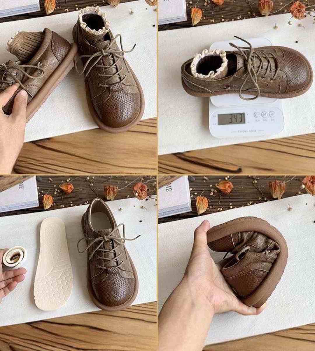 Autumn Leather Lace-up Shoes Retro Japanese Design