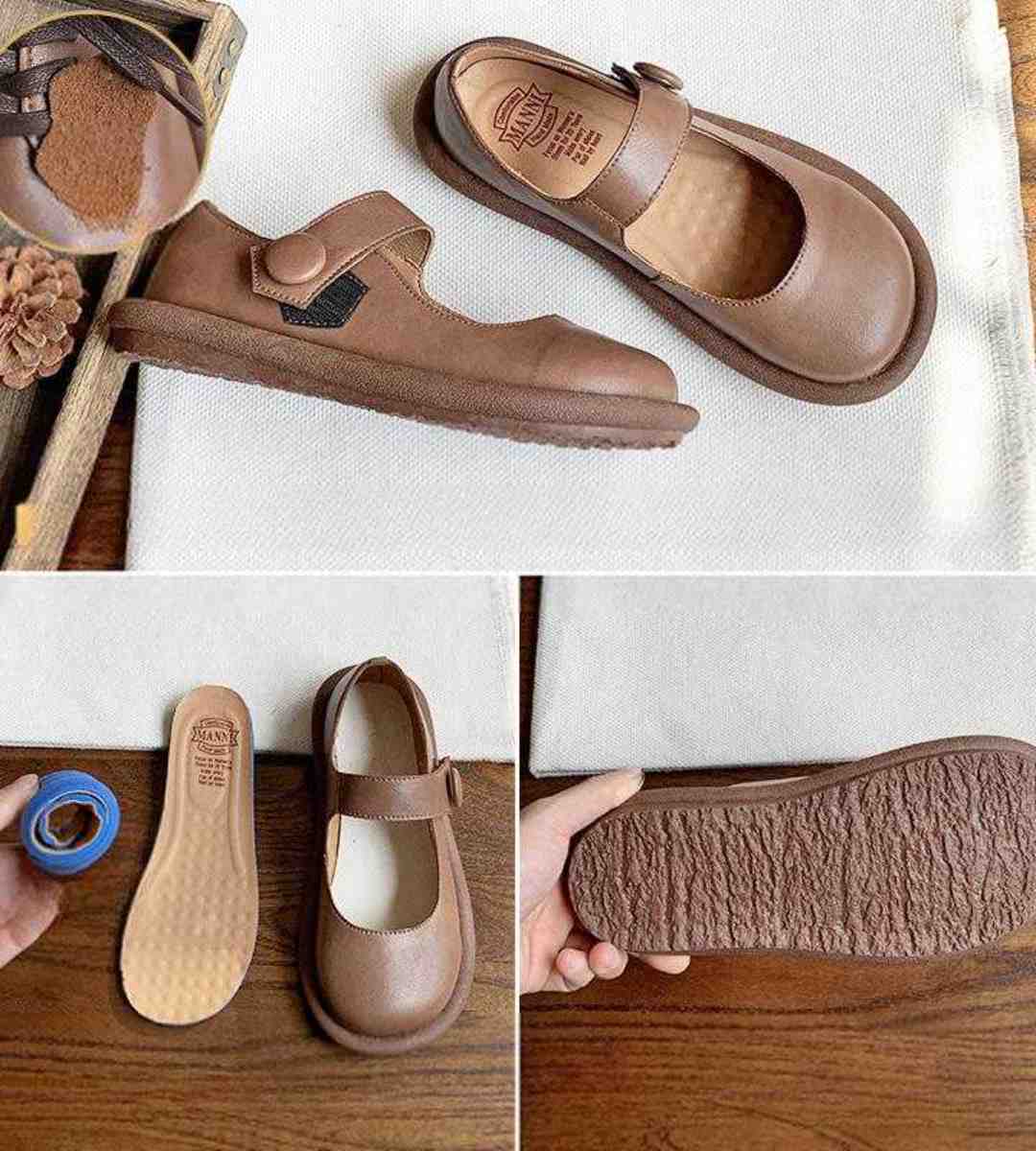 Spring Mary Jane Soft Leather Lolita Shoes Cute Large Toe