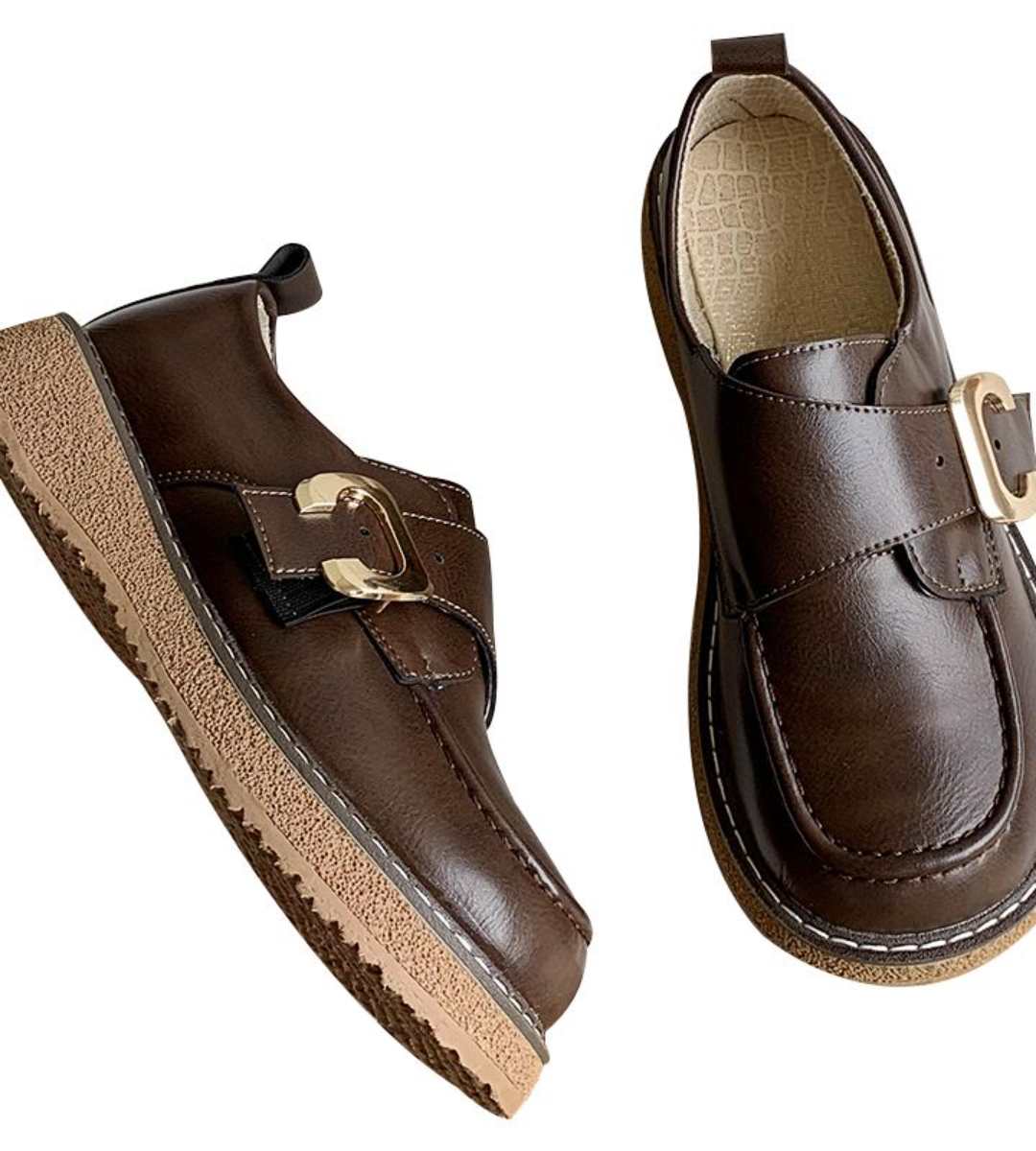 Fall Loafers Women Leather Retro Style Casual Shoes