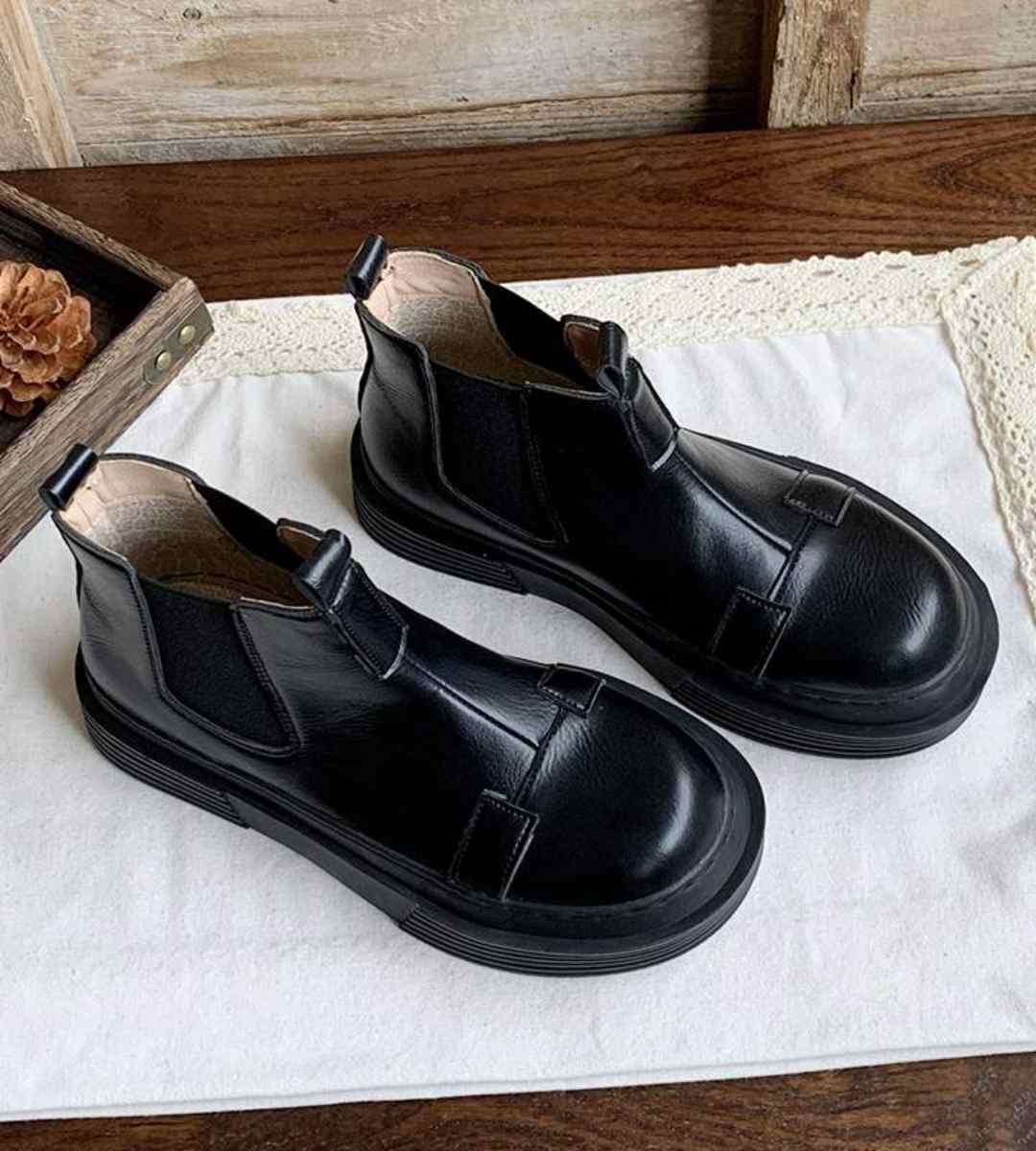 Winter Chelsea Boots Thick Sole Cotton Retro Style Martin Boots