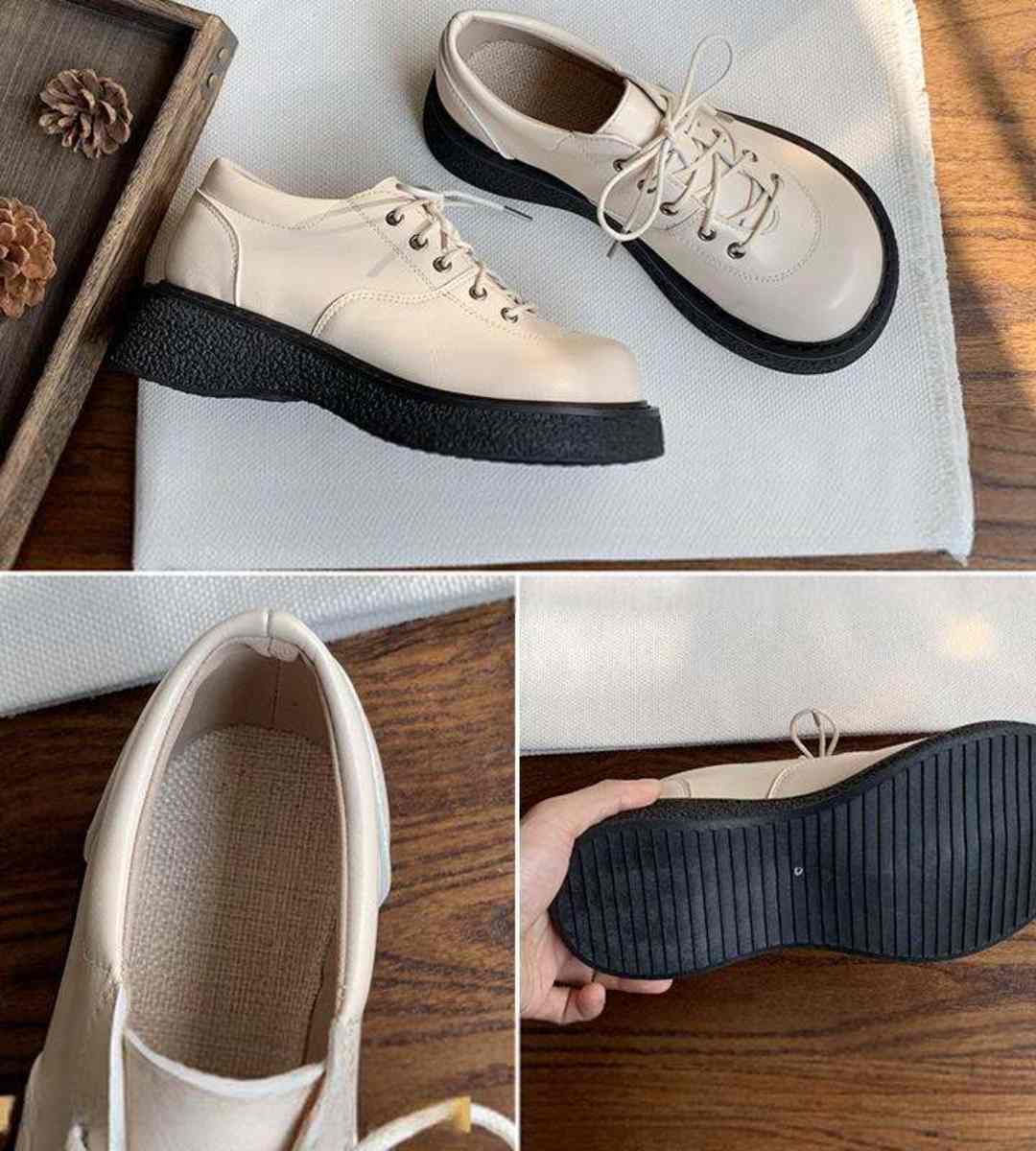 Spring Women's Thick-Soled Leather Brogue Retro Shoes