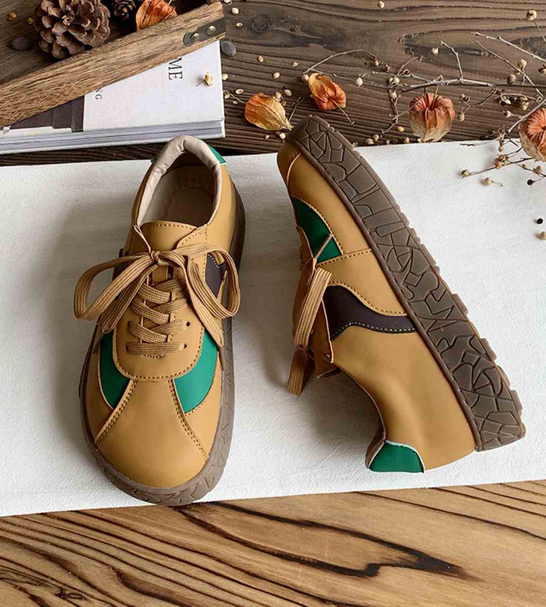 Spring Casual Sneakers Leather Trendy Lightweight Footwear