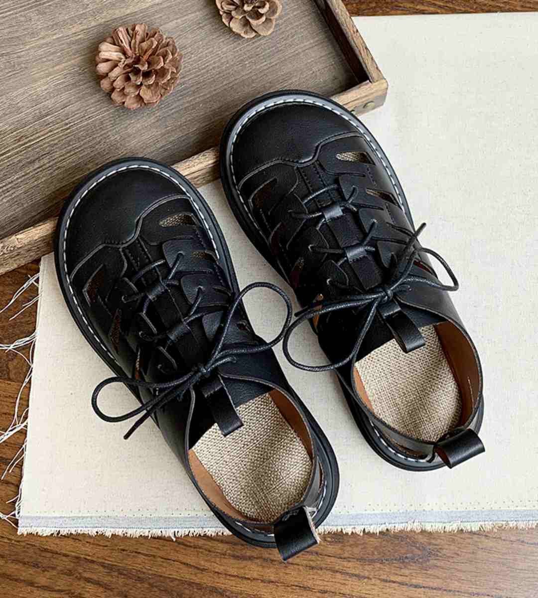 Summer lace mesh shoes cotton and linen sandals