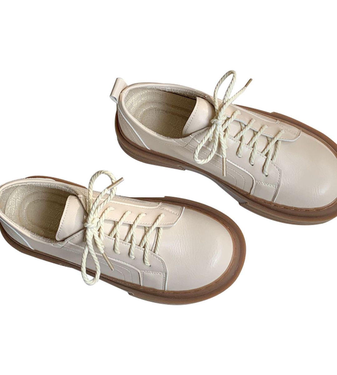 Autumn small leather shoes women's round-headed thick-soled casual shoes