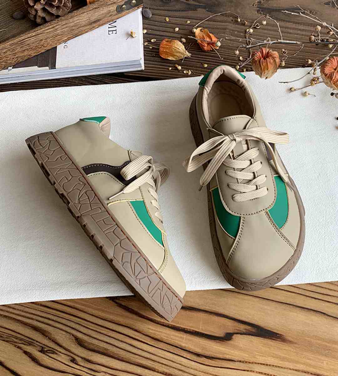 Spring Casual Sneakers Leather Trendy Lightweight Footwear