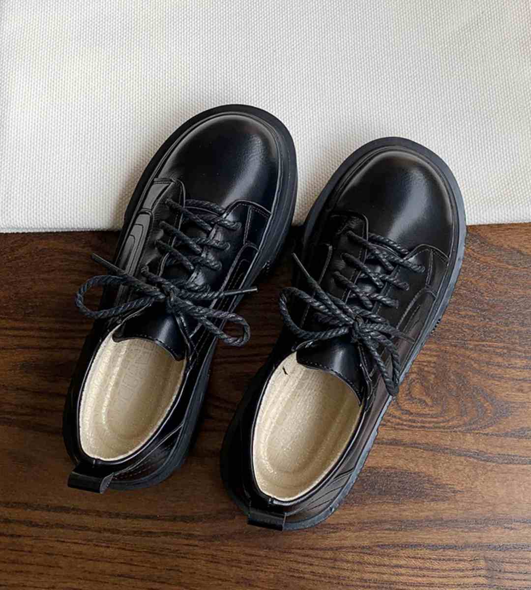 Autumn small leather shoes women's round-headed thick-soled casual shoes