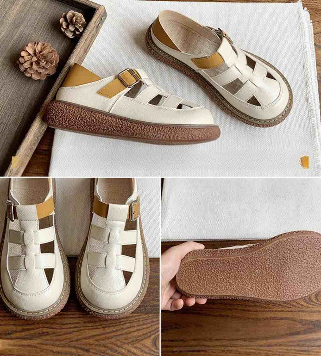 Summer Casual Sandals Made of Leather Stylish Open-Toe Footwear