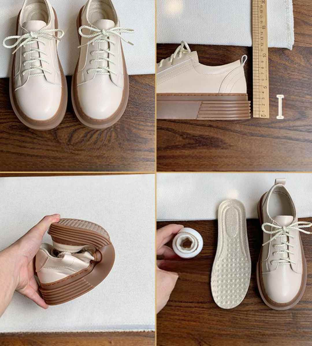 Autumn small leather shoes women's round-headed thick-soled casual shoes