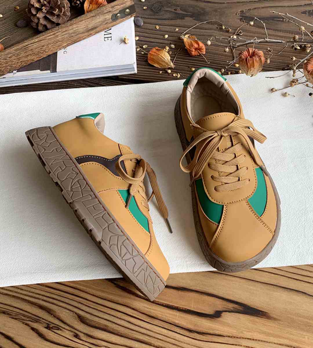 Spring Casual Sneakers Leather Trendy Lightweight Footwear