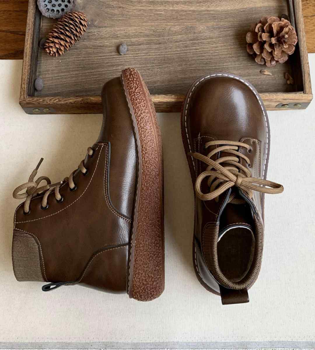 Winter Boots Leather Casual Waterproof Warm Ankle Shoes for Men