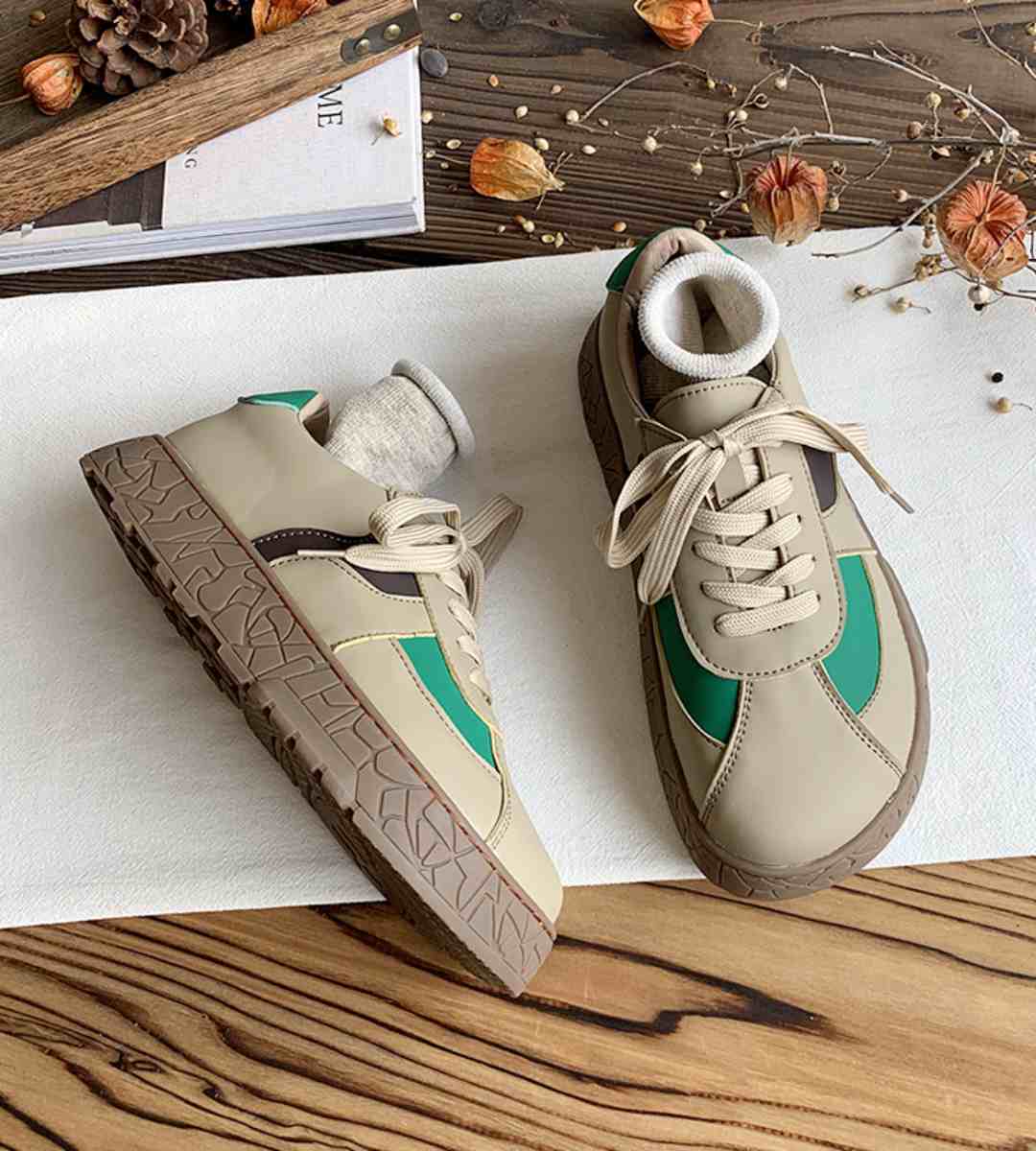 Spring Casual Sneakers Leather Trendy Lightweight Footwear